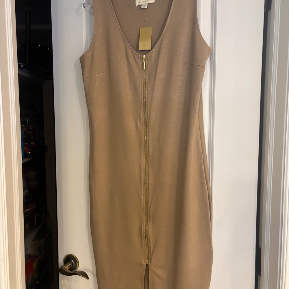 Elegant Tan Sleeveless Dress